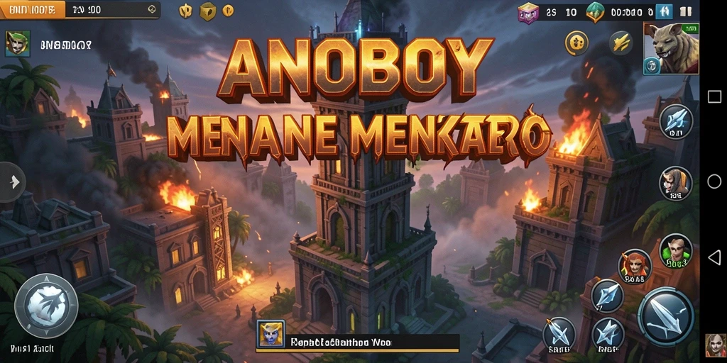 Gameplay ANOBOY dengan menara yang berstrategi dan musuh yang menantang.
