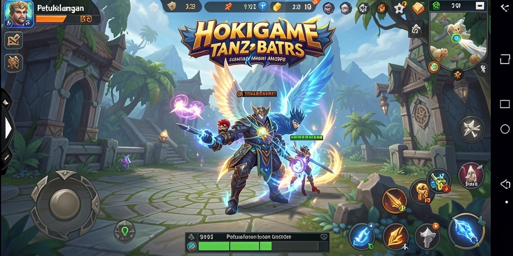 Tangkapan layar HOKIGAME menampilkan aksi pertempuran seru di dunia MMORPG.