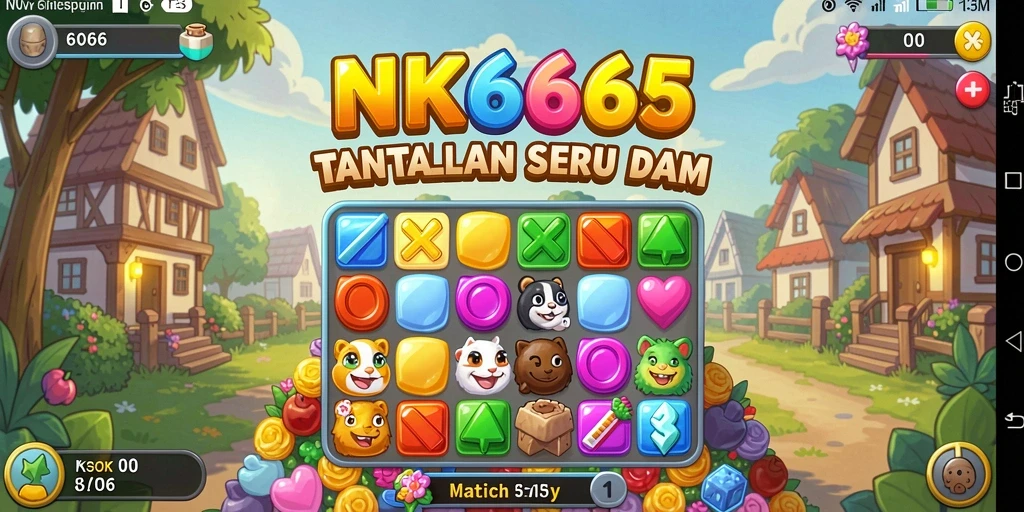 Screenshot utama NK666 menampilkan gameplay Match-3 yang menarik.