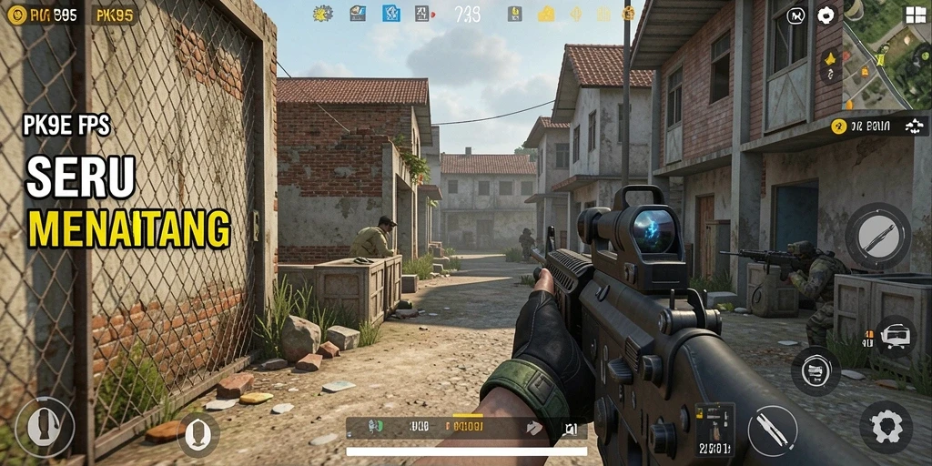 Screenshot gameplay PK95 menampilkan aksi tembak-menembak yang intens.