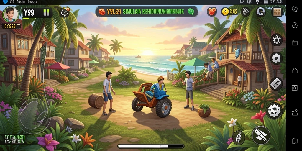 Tampilan gameplay menarik dalam Y89 dengan berbagai aktivitas simulasi.