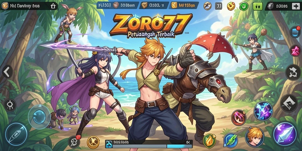 Screenshot menunjukkan aksi pertarungan seru dalam ZORO77.